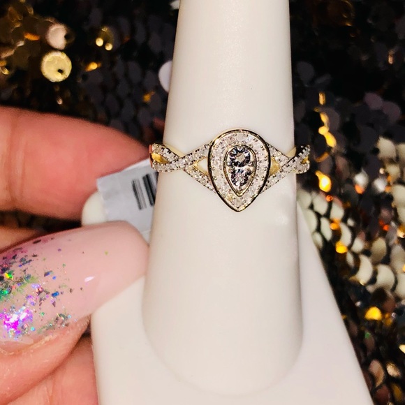 Real diamond engagement ring for women, genuine diamond promise ring anniversary - Picture 7 of 8